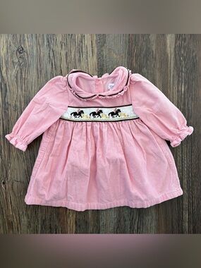 Butterflies Long Sleeve Corduroy Shirt Girls 2T Pink Horse Embroidery Equestrian
